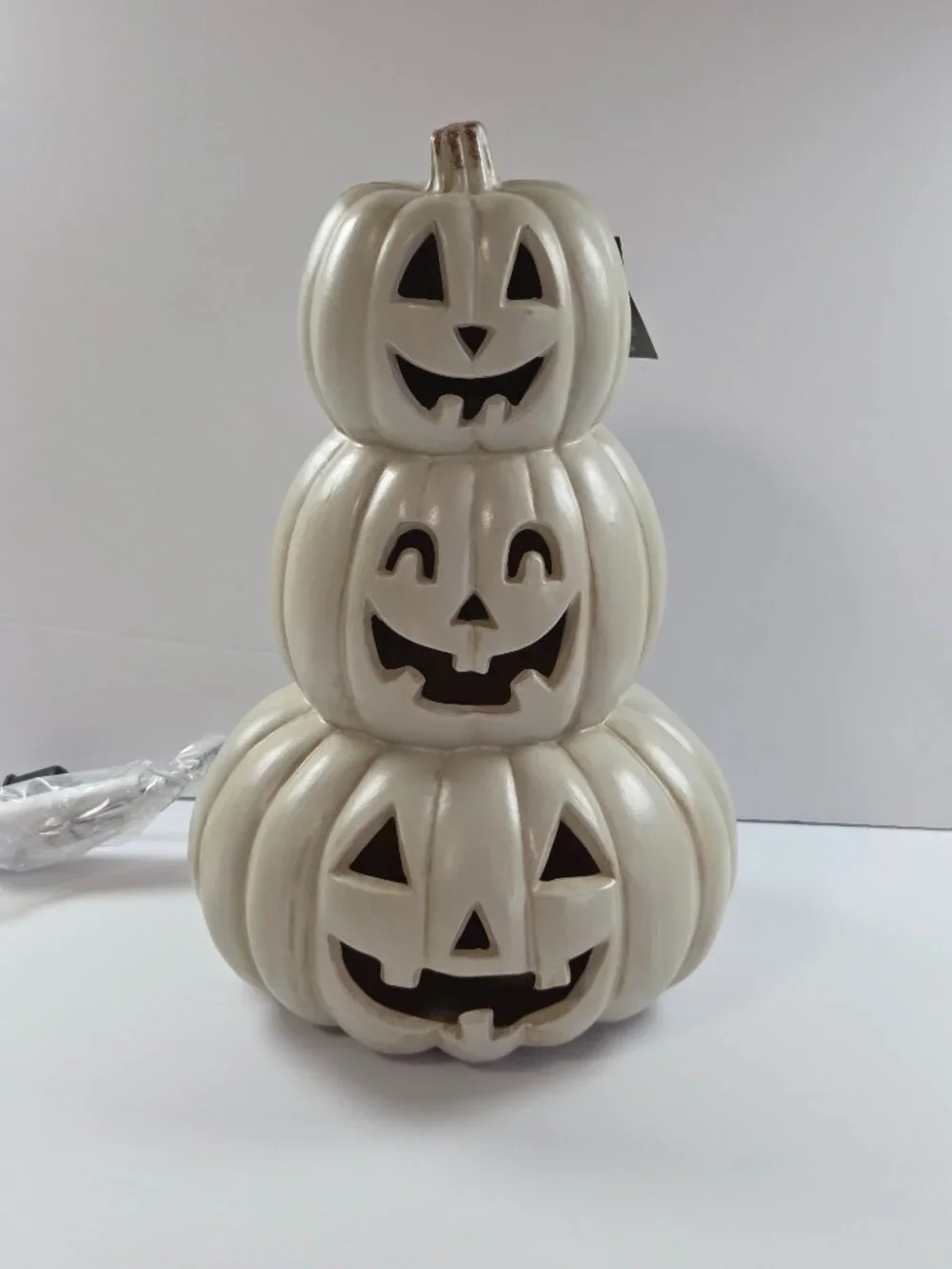 NWT At Home Halloween Hoedown Light-Up Stacked Jack-o’-lantern Blow Mold Discont